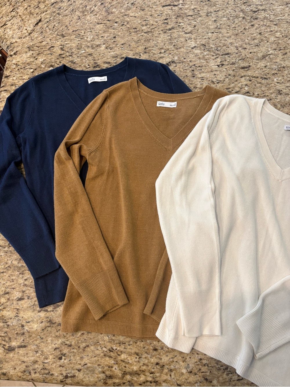 croft & barrow V-Neck Sweater Set in Navy, Camel, Ivory - Picture 8 of 16